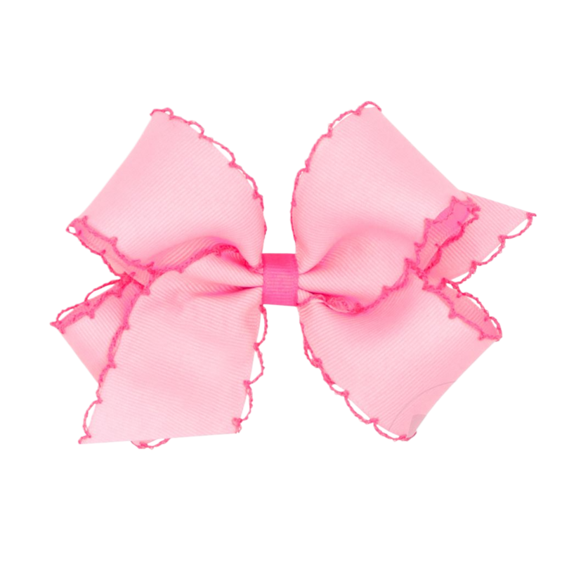 Wee Ones Wee Ones Medium Pearl w/ Hot Pink Moonstitch Bow