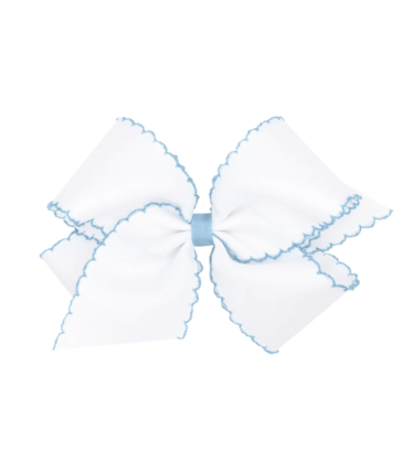 Wee Ones Wee Ones King White w/ Millennium Blue Moonstitch Bow