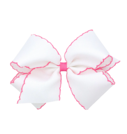 Wee Ones Wee Ones King Pearl w/ Hot Pink Moonstitch Bow