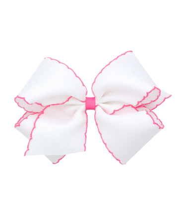 Wee Ones Wee Ones King Pearl w/ Hot Pink Moonstitch Bow