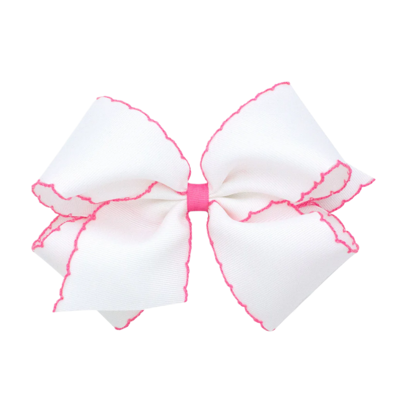 Wee Ones Wee Ones King Pearl w/ Hot Pink Moonstitch Bow