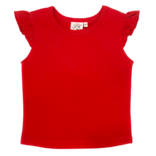 Luigi Luigi Deep Red Flutter Sleeve Top