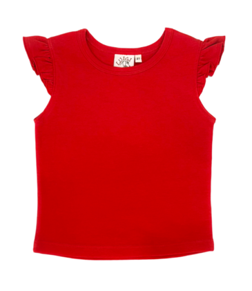 Luigi Luigi Deep Red Flutter Sleeve Top