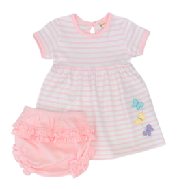 Luigi Luigi Butterflies Stripe Dress w/ Ruffle Bloomers