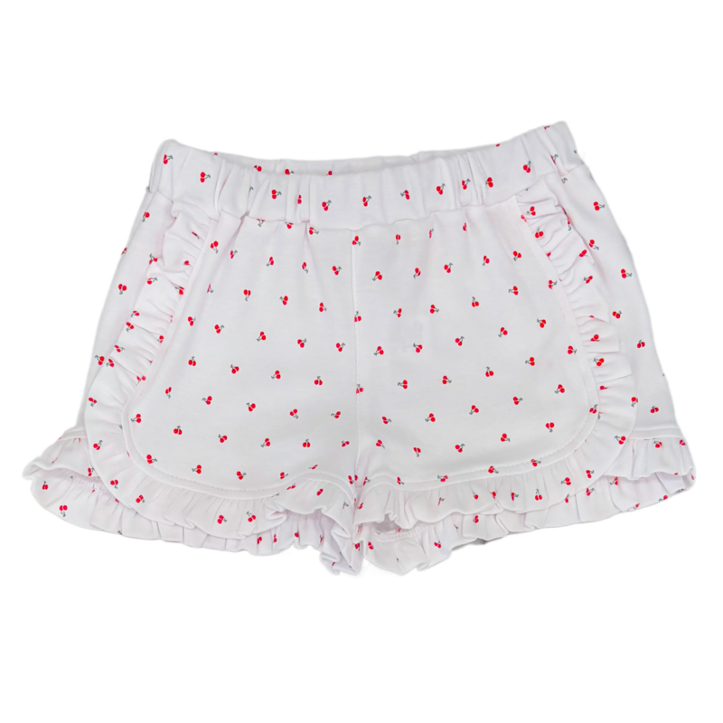 Luigi Luigi Cherry Print Ruffle Trim Shorts