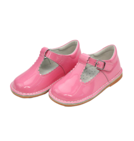 L'Amour Selina Scalloped T-Strap Mary Jane - Patent Malibu Pink