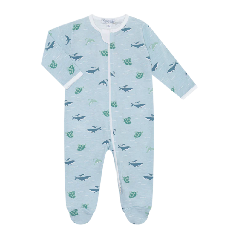 Nella Pima Nella Pima Sea  Life Zipper Footie