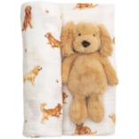 Mud Pie Mud Pie Retriever Swaddle & Rattle Set