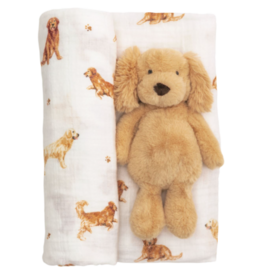 Mud Pie Mud Pie Retriever Swaddle & Rattle Set