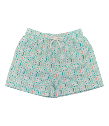 Saltwater Boys Co. Saltwater Boys Co. White Ikat Saint Simons Swim Trunk