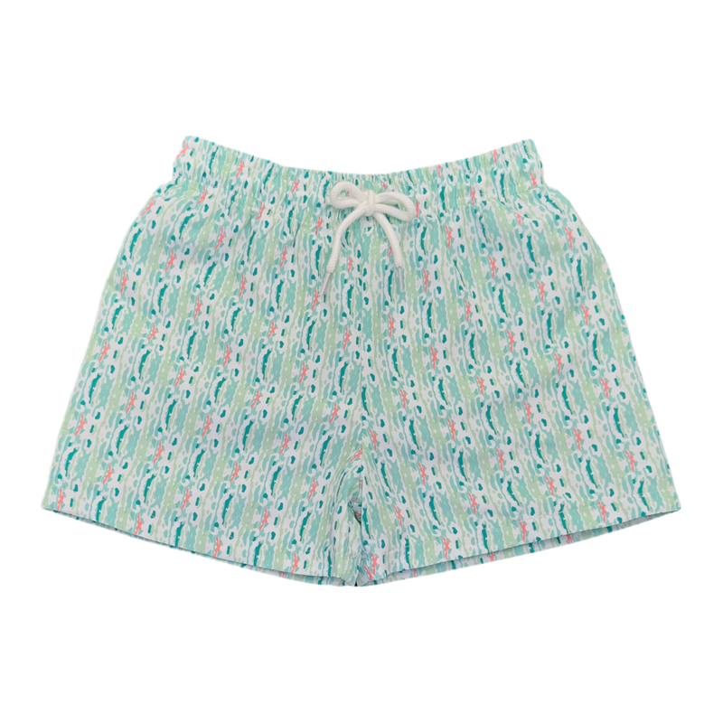 Saltwater Boys Co. Saltwater Boys Co. White Ikat Saint Simons Swim Trunk