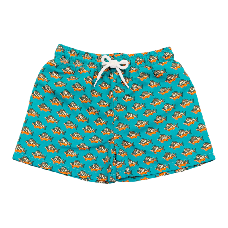 Saltwater Boys Co. Saltwater Boys Co. Teal Tropical Fish Saint Simons Swim Trunk