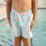 Saltwater Boys Co. Saltwater Boys Co. White Ikat Saint Simons Swim Trunk