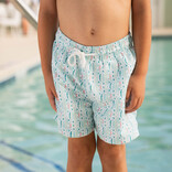 Saltwater Boys Co. Saltwater Boys Co. White Ikat Saint Simons Swim Trunk
