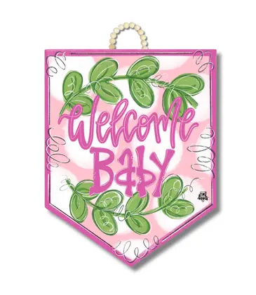 DK Designs Pink Baby Pennant Door Hanger
