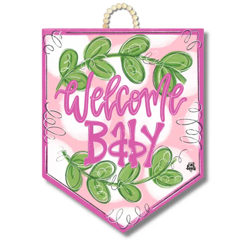 DK Designs Pink Baby Pennant Door Hanger