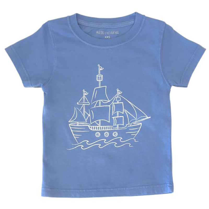 Mustard & Ketchup Mustard & Ketchup Denim Pirate Ship T-Shirt