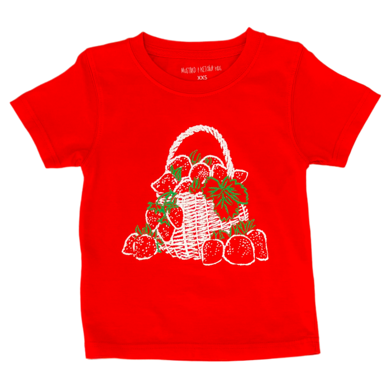 Mustard & Ketchup Mustard & Ketchup Red Strawberry Basket T-Shirt