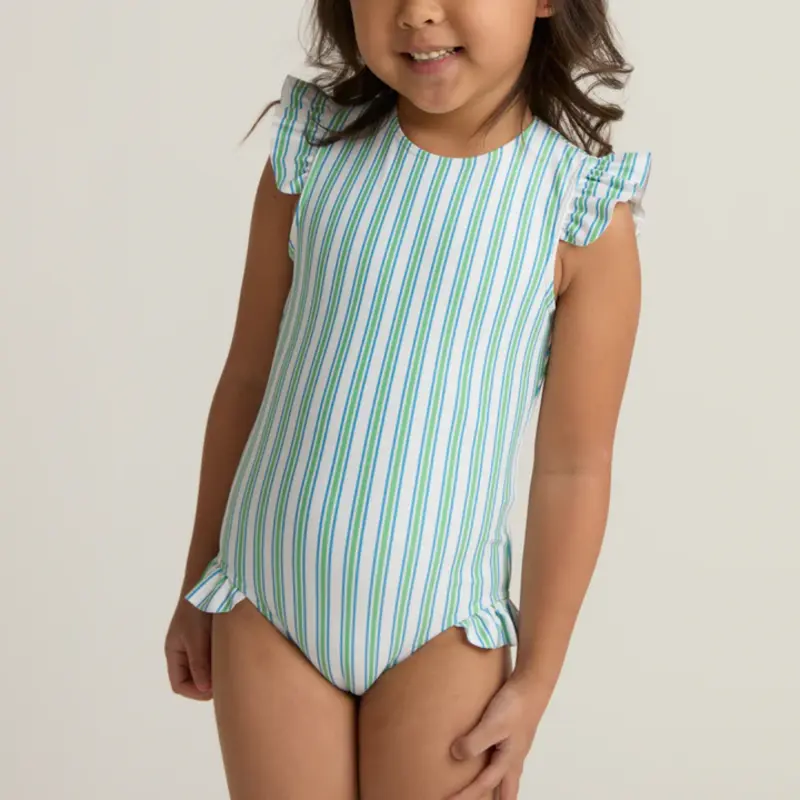 Minnow Swim Tamarin Stripe Ruffle Cap Sleeve 1pc