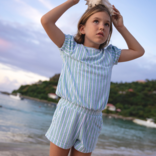 Minnow Swim Tamarin Stripe French Terry Top & Short Set