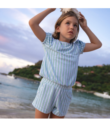 Minnow Swim Tamarin Stripe French Terry Top & Short Set