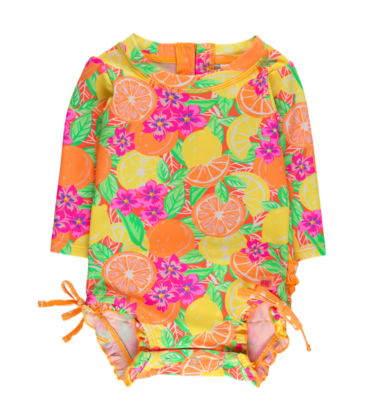 RuffleButts Neon Squeeze the Day 1pc Rash Guard