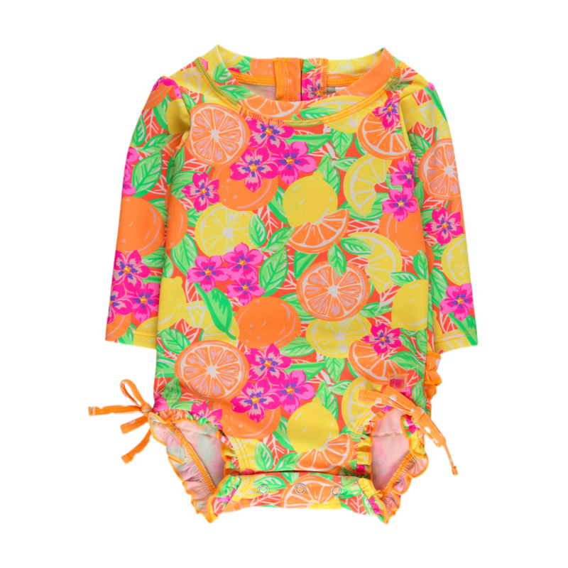 RuffleButts Neon Squeeze the Day 1pc Rash Guard