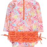 RuffleButts Sunset Seashells 1pc Rash Guard