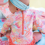 RuffleButts Sunset Seashells 1pc Rash Guard