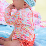 RuffleButts Sunset Seashells 1pc Rash Guard