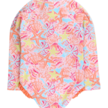 RuffleButts Sunset Seashells Zipper 1pc Rash Guard