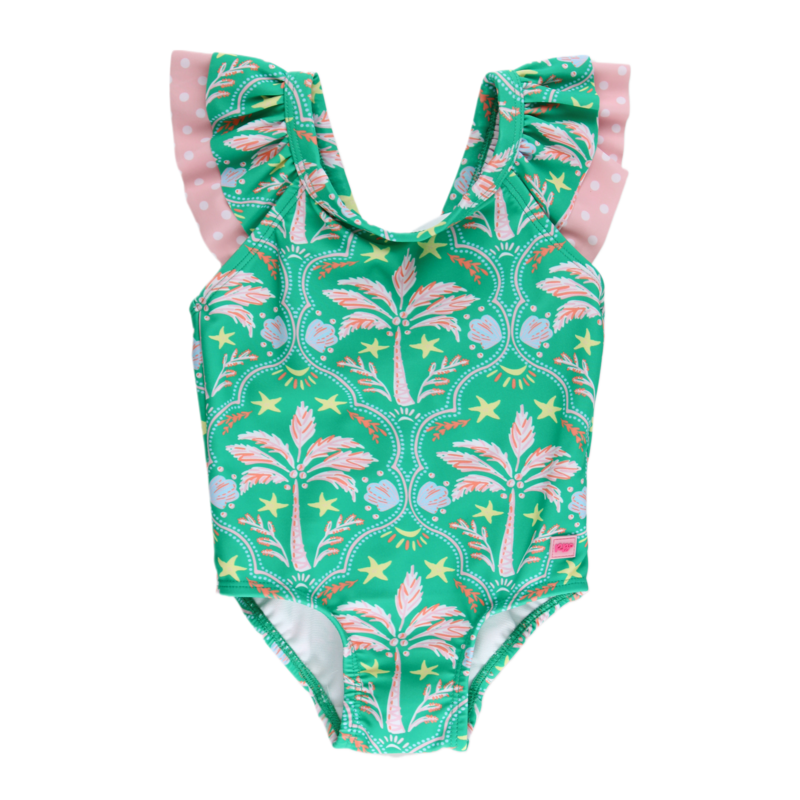 RuffleButts Coconut Cabana Bow V-Back 1pc