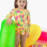 RuffleButts Neon Squeeze the Day Scallop Hem 2pc Rash Guard