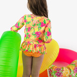 RuffleButts Neon Squeeze the Day Scallop Hem 2pc Rash Guard