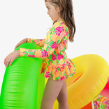 RuffleButts Neon Squeeze the Day Scallop Hem 2pc Rash Guard