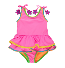 RuffleButts Neon Pink Crochet Peplum 1pc