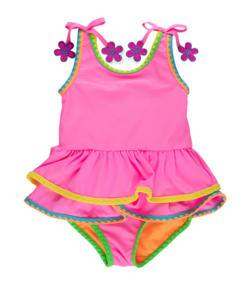 RuffleButts Neon Pink Crochet Peplum 1pc