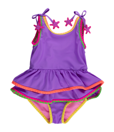 RuffleButts Neon Purple Crochet Peplum 1pc