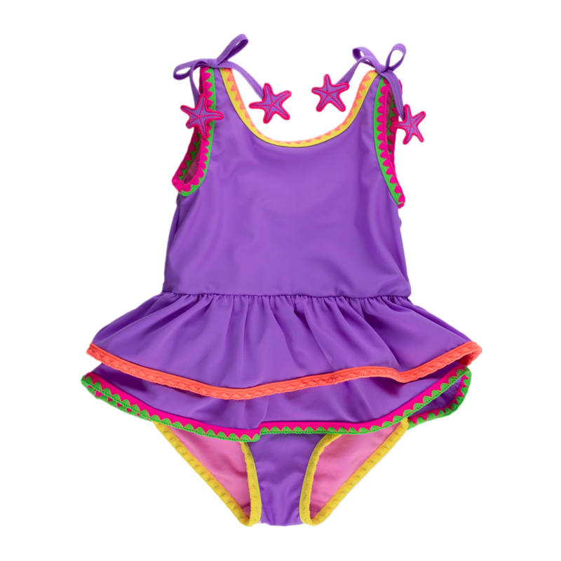 RuffleButts Neon Purple Crochet Peplum 1pc