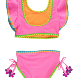 RuffleButts Neon Pink Crochet Butterfly Tankini