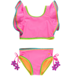 RuffleButts Neon Pink Crochet Butterfly Tankini