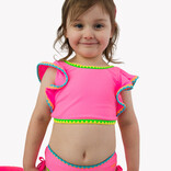 RuffleButts Neon Pink Crochet Butterfly Tankini