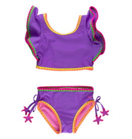 RuffleButts Neon Purple Crochet Butterfly Tankini