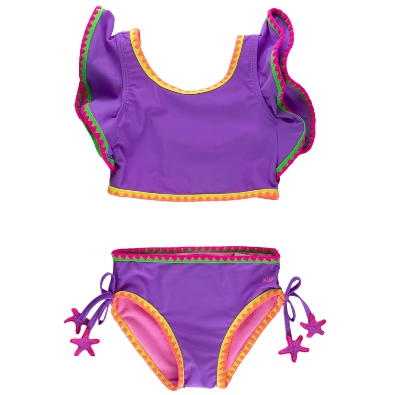 RuffleButts Neon Purple Crochet Butterfly Tankini