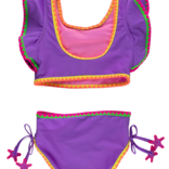 RuffleButts Neon Purple Crochet Butterfly Tankini