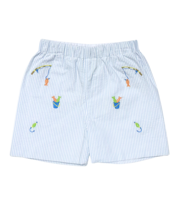 Zuccini Zuccini Leo Short - Blue Seersucker/Fishing Lure