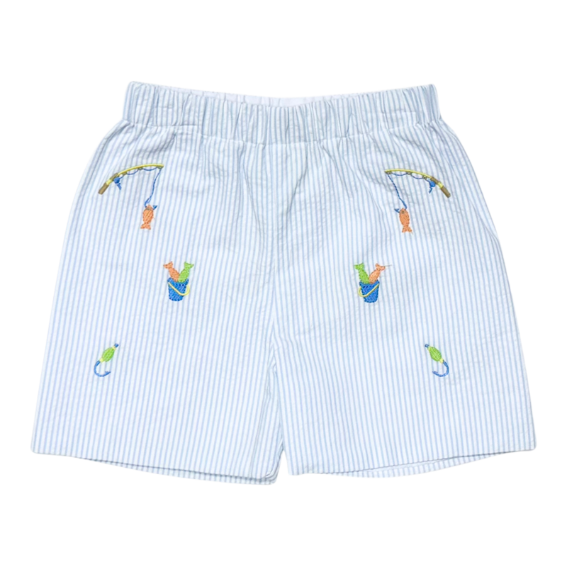 Zuccini Zuccini Leo Short - Blue Seersucker/Fishing Lure