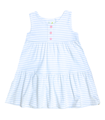 Zuccini Zuccini Gwyneth Dress - Blue Stripe/Flower Buttons