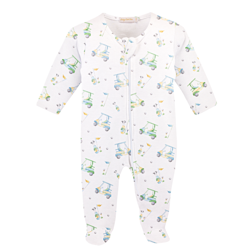 Baby Club Chic Baby Club Chic Golf Print Zipper Footie