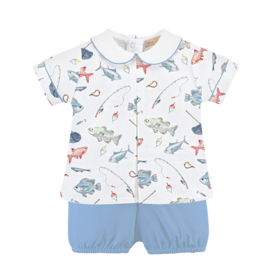 Baby Club Chic Baby Club Chic Fishing Day Collared Shirt & Bloomer Set
